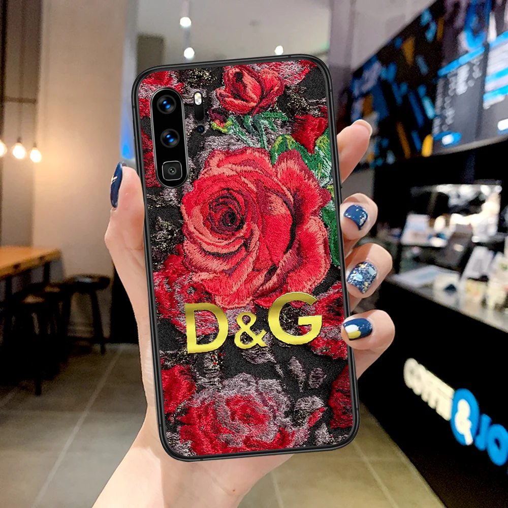 

Luxury Fashion Brand DG Phone Case For Huawei P Mate Smart 10 20 30 40 Lite Z 2019 Pro black Hoesjes Tpu Coque Pretty Bumper