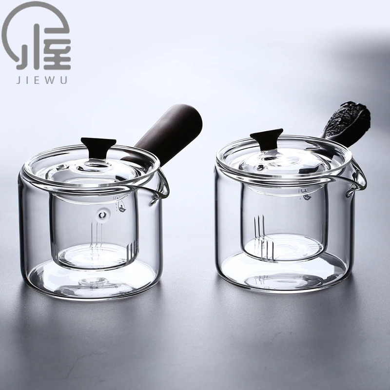 

JIEWU Handmade Glass Side Handle Teapot Japanese High Temperature Resistant Glass Pot 2021 New Office Home Tea Set Accessories