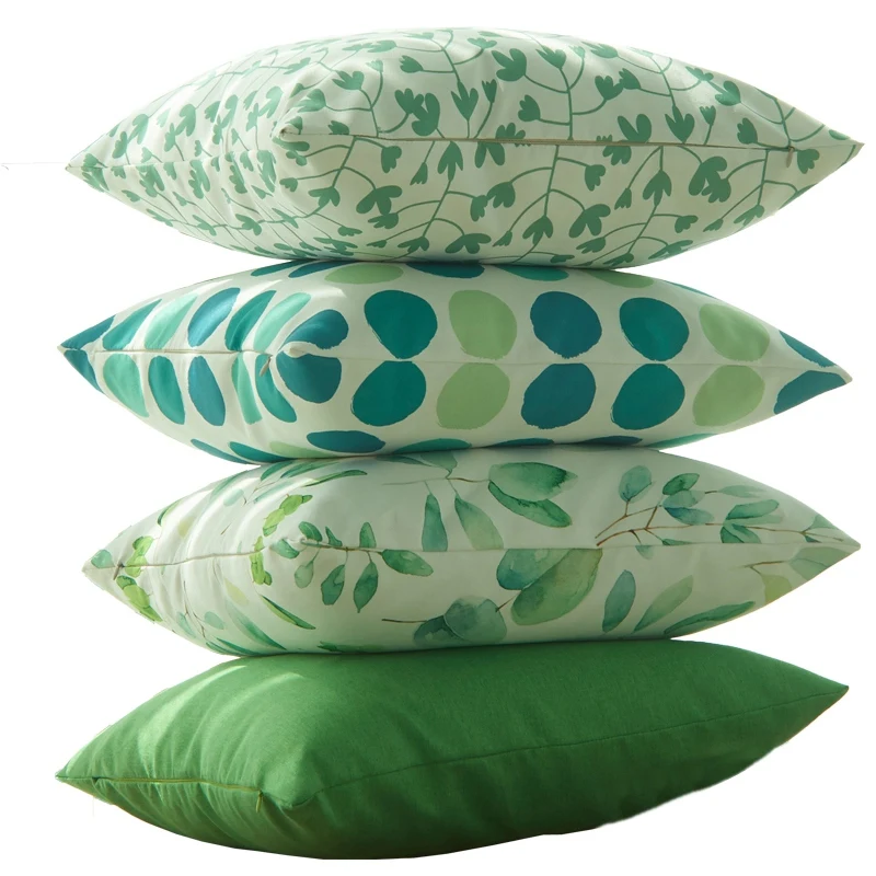 

Set of 4 Decorative Cushion Covers 45x45cm, Green Plants Waterproof Throw Pillow Covers for Outdoor Patio Garden Decor