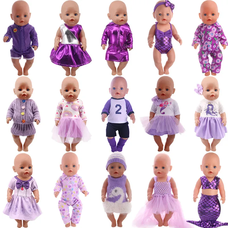 

Purple Dress Sweater Fit 18 Inch American And 43 Cm Reborn Baby New Born Doll Clothes Accessories,Our Generation, Gifts For Girl