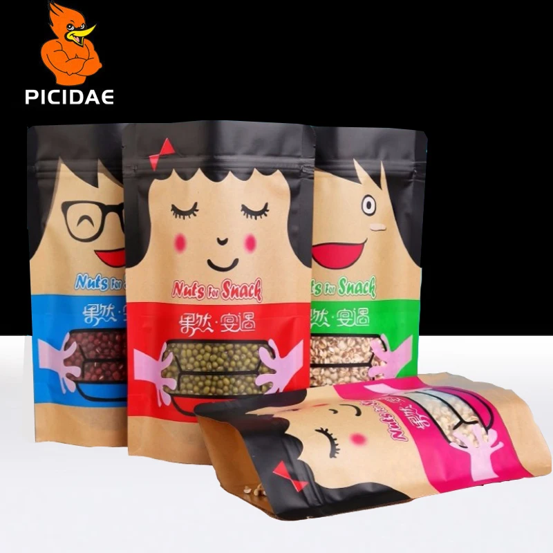 Мультфильм портативный Крафт Бумага Хранения Продуктов Питания Орех Снэк Мешок