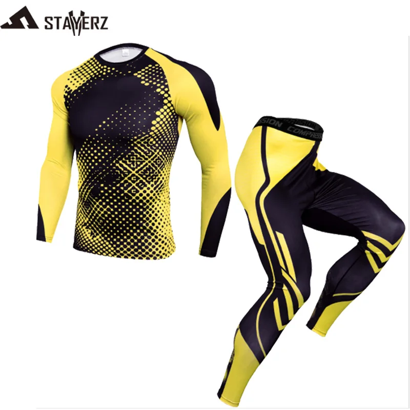 

Compression Running Sets Sport t shirt Pants Suits Jogging Tracksuit Sets Male Gym Fitness Training Sportswear Tees Tops Legging