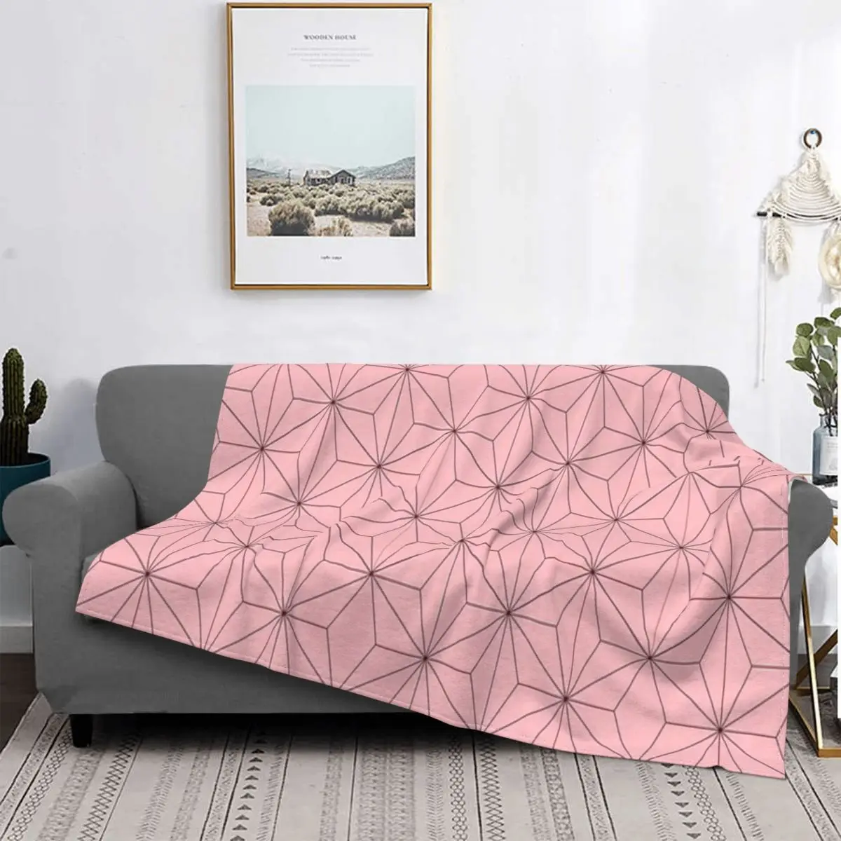 

Nezuko-Manta con estampado para niños, colcha de cama a cuadros, ropa de cama, Sudadera con capucha