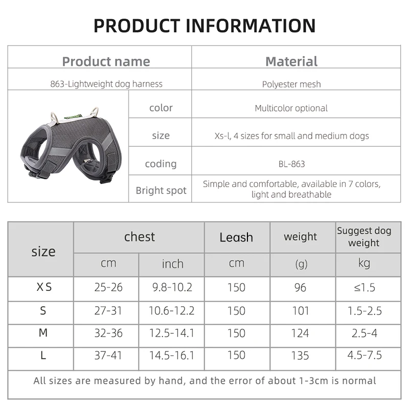 

Breathable Cat Harness And Leash Escape Proof Pet Clothes Kitten Puppy Dogs Vest Adjustable Easy Control Reflective Cat Harness