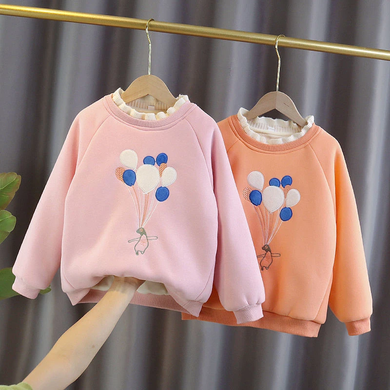

Boys' Girls' Hoodies Sweatshirts Baby's Kids Outwear 2021 Balloon Plus Velvet Thicken Winter Autumn Top Cotton Children's Clothi