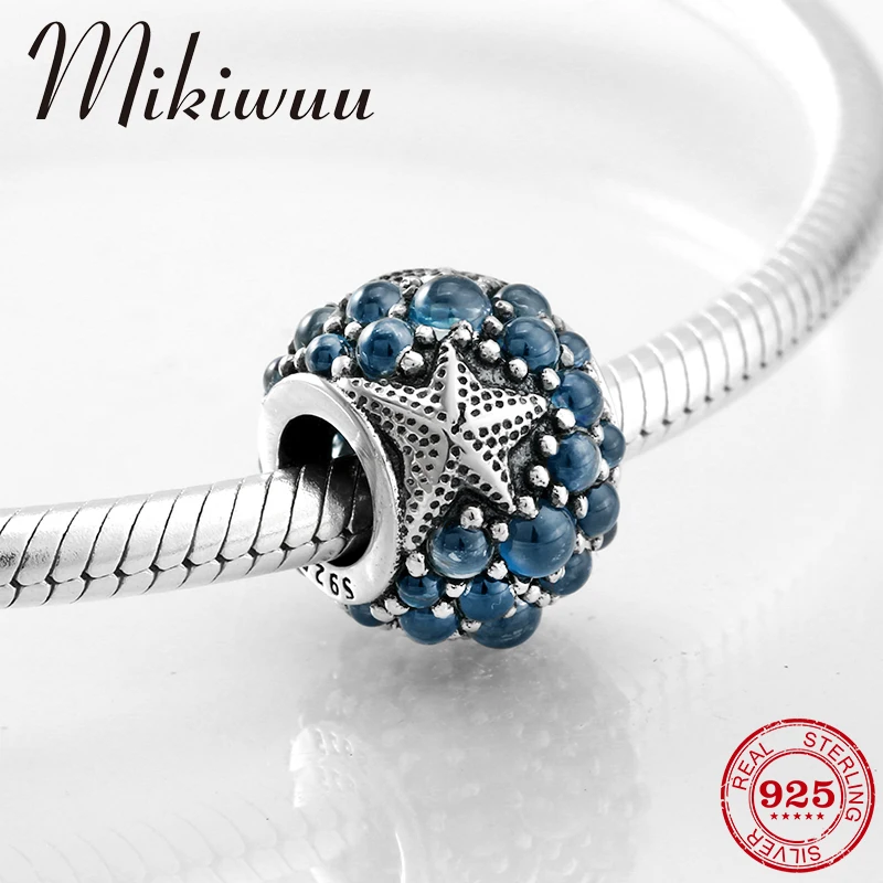 

Starfish Sea charms Blue Bubble beads 925 Sterling Silver for womens accessories Fit Original Pandora Charm Bracelet Jewelry