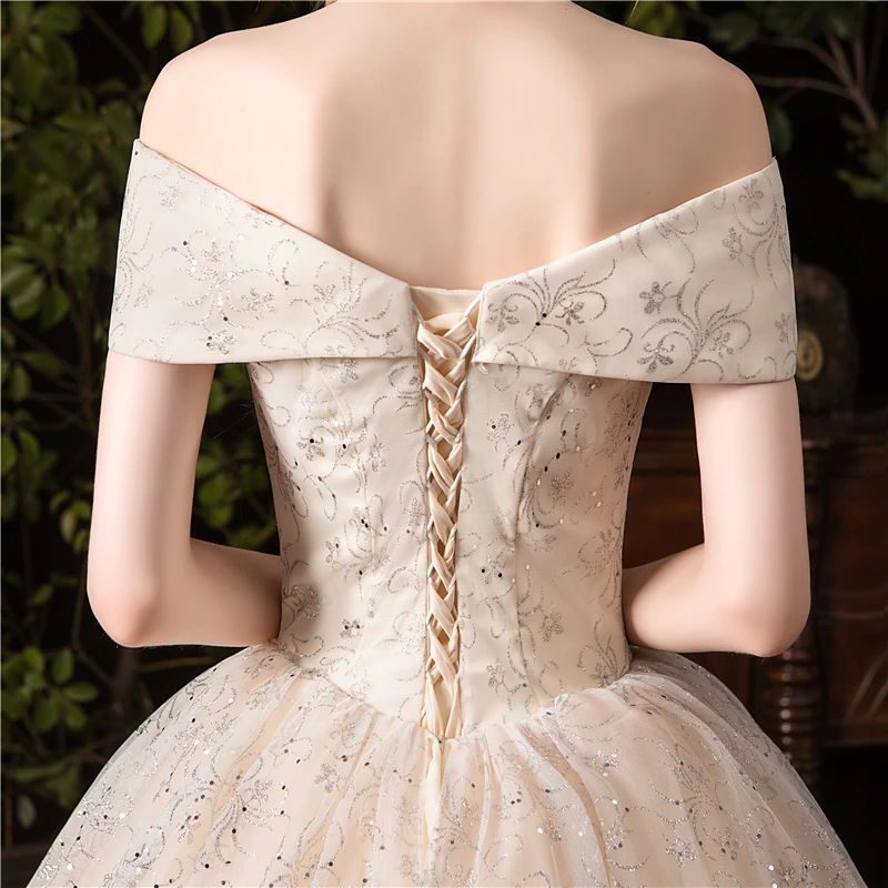 Романтическое Простое Элегантное кружевное свадебное платье цвета шампанского