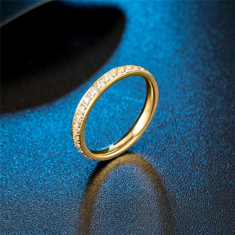 ЦИРКОНИЕВЫЕ инкрустированные титановые стальные женские кольца блестящие