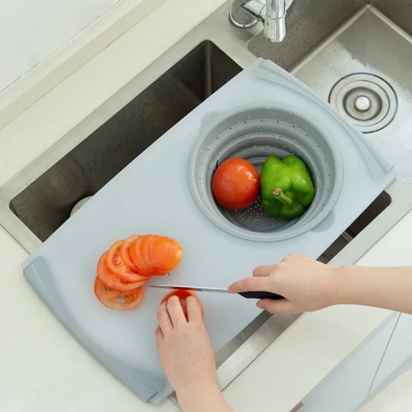 Многофункциональная 3 в 1 корзина для слива раковины разделочная доска овощей и