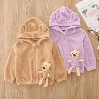 autumn baby girls plush coats cardigans toddlers kids long sleeve hoodies zipper loose casual party pullovers outerwear 1 6y