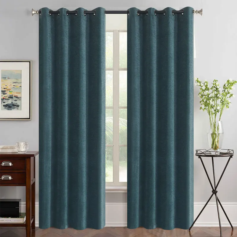 

Chenille Curtains for Living Room Luxury Home American Style Window Curtain Bedroom Velvet Fabric Drapes