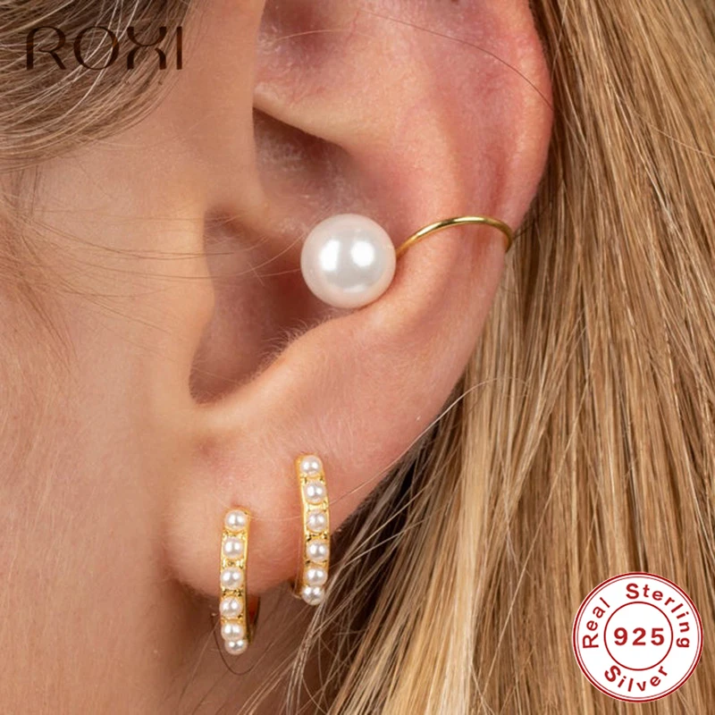 Женские серьги-гвоздики из серебра 925 пробы с пресноводным жемчугом | Украшения и