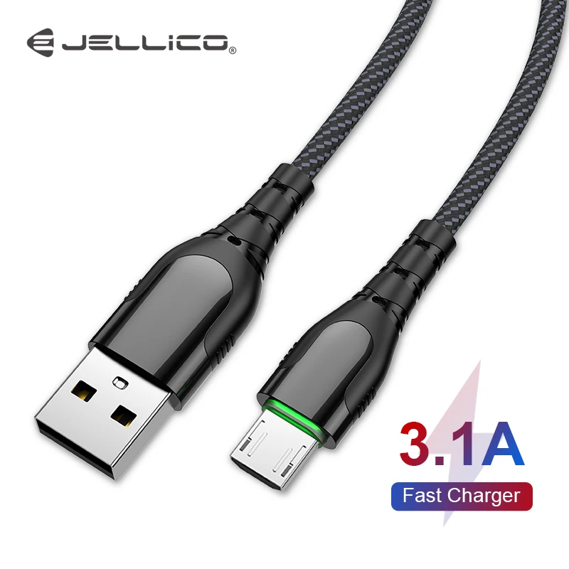 Jellico Micro USB кабель 3A нейлон Быстрая зарядка для передачи данных Samsung Xiaomi LG Tablet Android