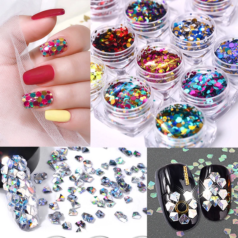 

1/2/3/4/5/6PCS Nail Art Glitter Sequins Holographics Mirror Powder Chrome Dust Pigment Nail Art Manicure Tips Decorations