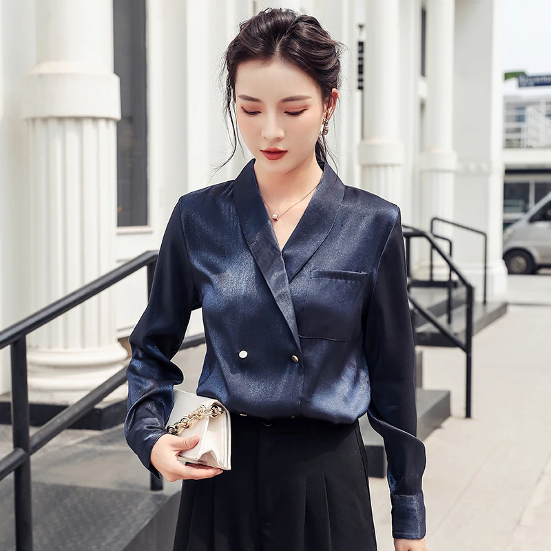 

F9155 2019 new autumn winter women fashion casual ladies work Shirts womens tops chiffon blouse