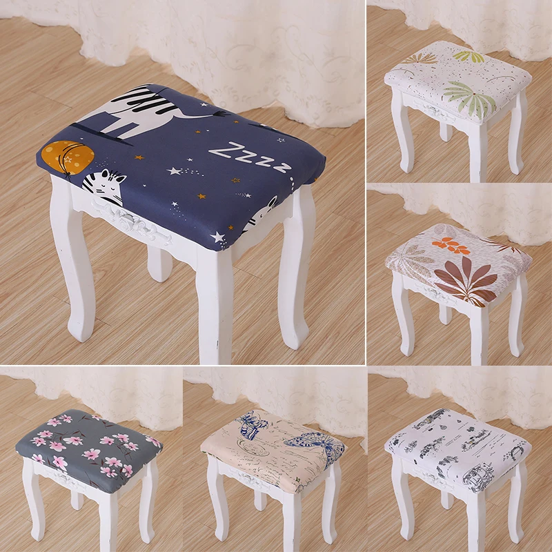 

High Quality Square Chair Cover Makeup Stool Cover Elastic Seat Cover Home Chair Slipcover Fashion Chair Stool Floral Printed