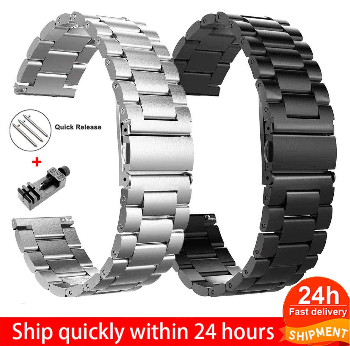 Ремешок для часов 18 мм 22 20 24 Samsung Galaxy 3 42 46 GEAR S3 Active2 Classic quick release из нержавеющей