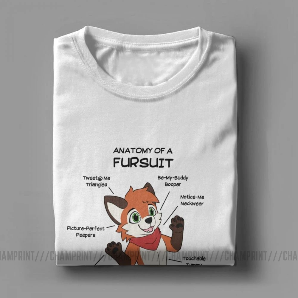 Мужская креативная футболка Fursuit с рисунком анатомии лисы и папы коротким