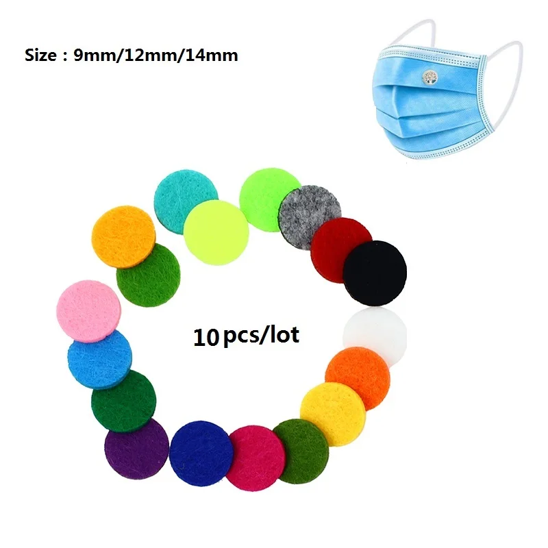 

10Pcs/Lot 9mm/12mm/14mm Face Clip Diffuser Colorful Refills Felt Pads Fit Essential Oil Aroma Locket Random Color