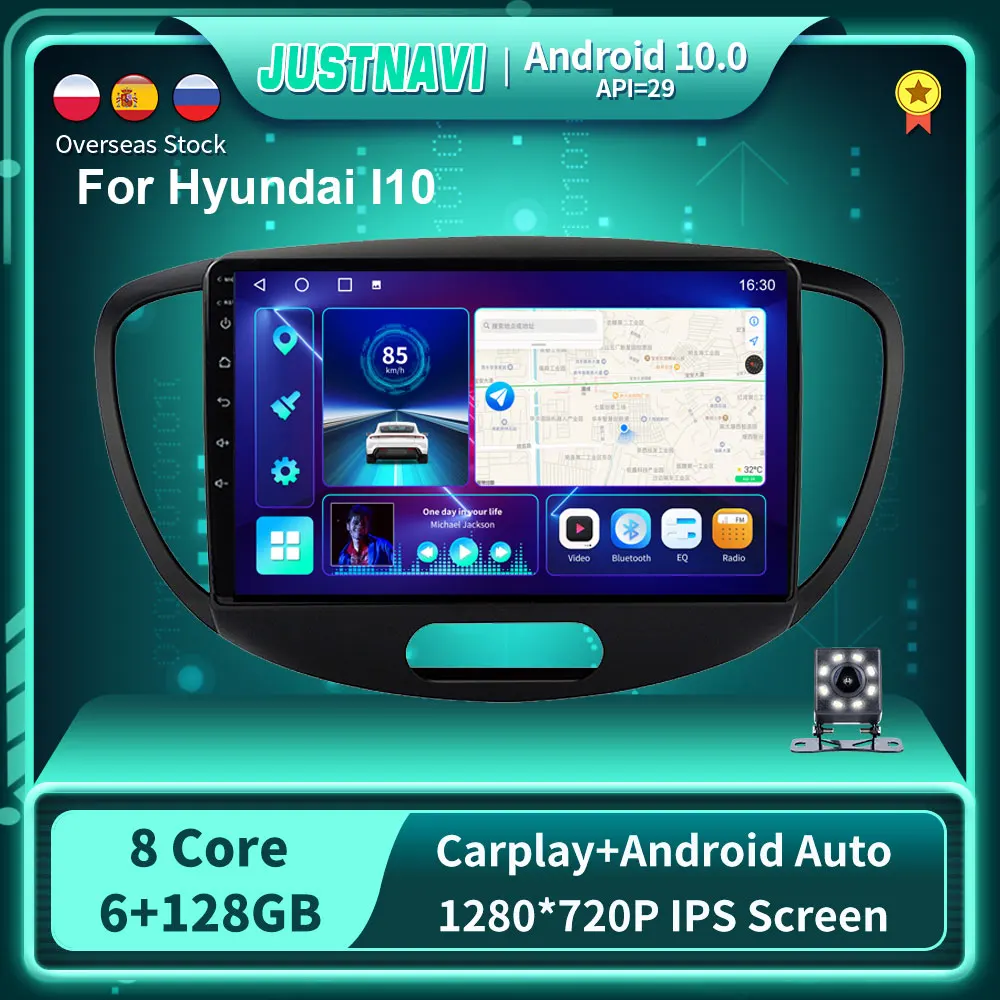 

Android 10.0 Car Radio Multimedia Video Player For Hyundai I10 2010 2011 2012 2013 GPS Serero Carplay 6G 128G IPS No 2 din DVD
