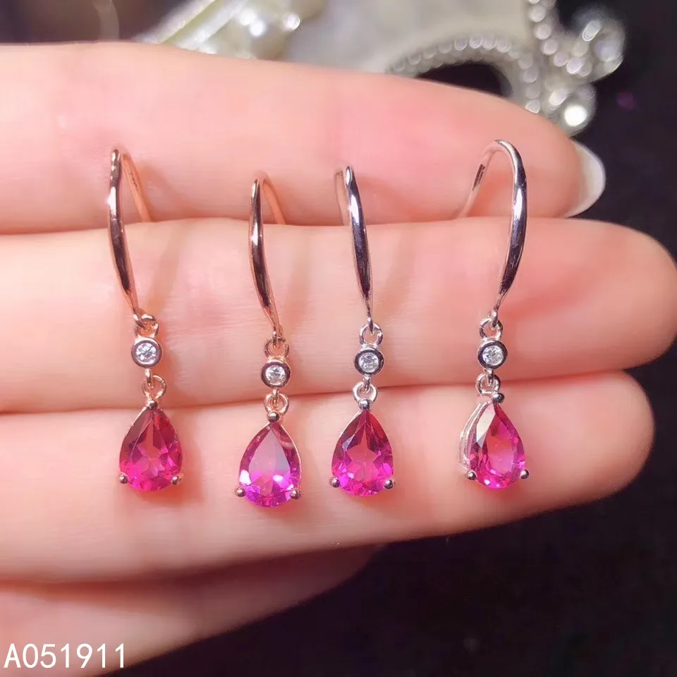 

KJJEAXCMY fine jewelry natural pink topaz 925 sterling silver women earrings support test popular