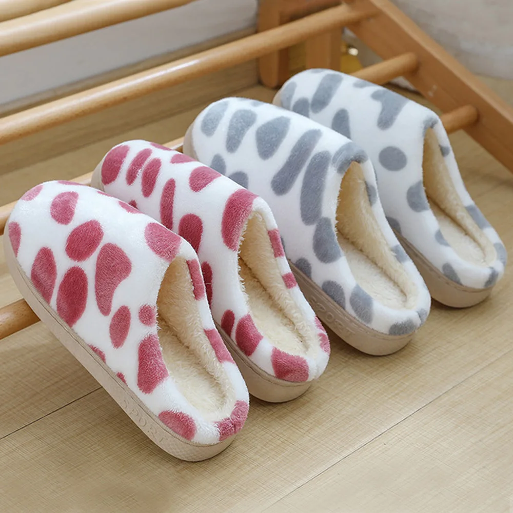 Женские хлопковые тапочки Сезон осень-зима Домашняя обувь на нескользящей