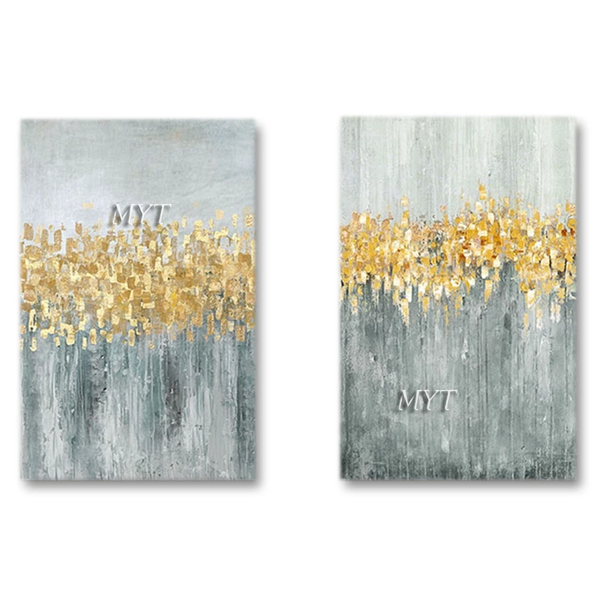

Gold Foil Textured Design Oil Painting Hot Selling Unframed Gray Color Wall Decor Pieces Paintings Artwork For Home Showpieces