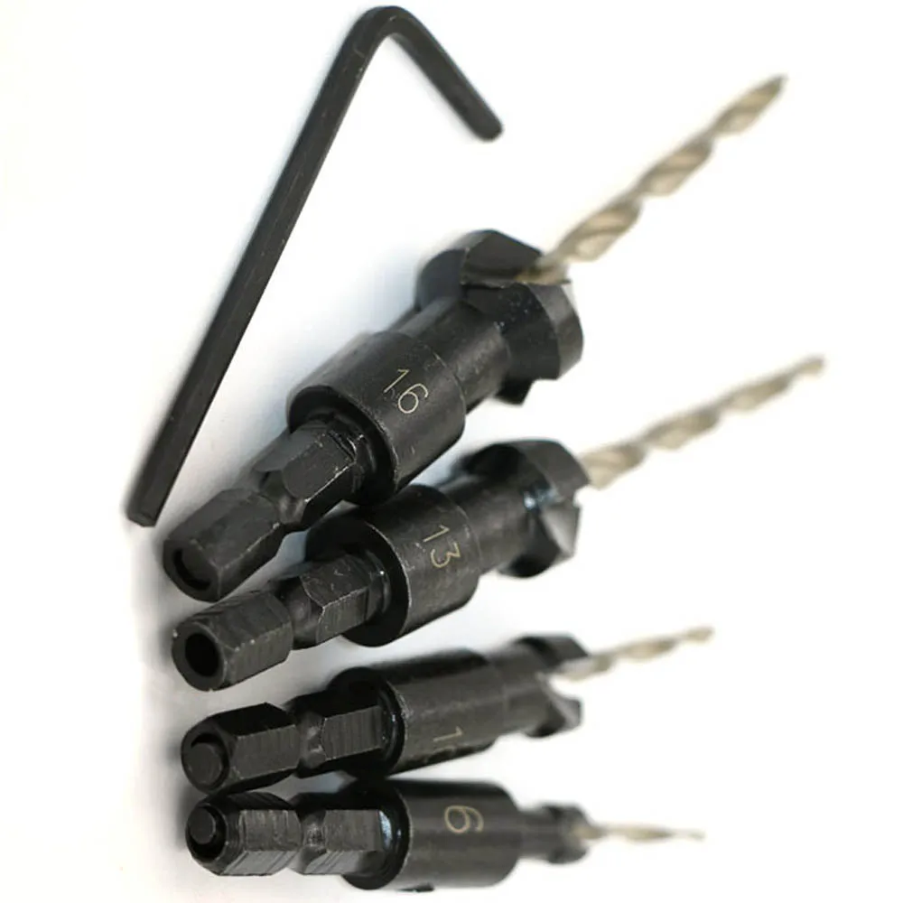 Набор сверл с зенкером из быстрорежущей стали 4 шт./компл. Быстросменные насадки