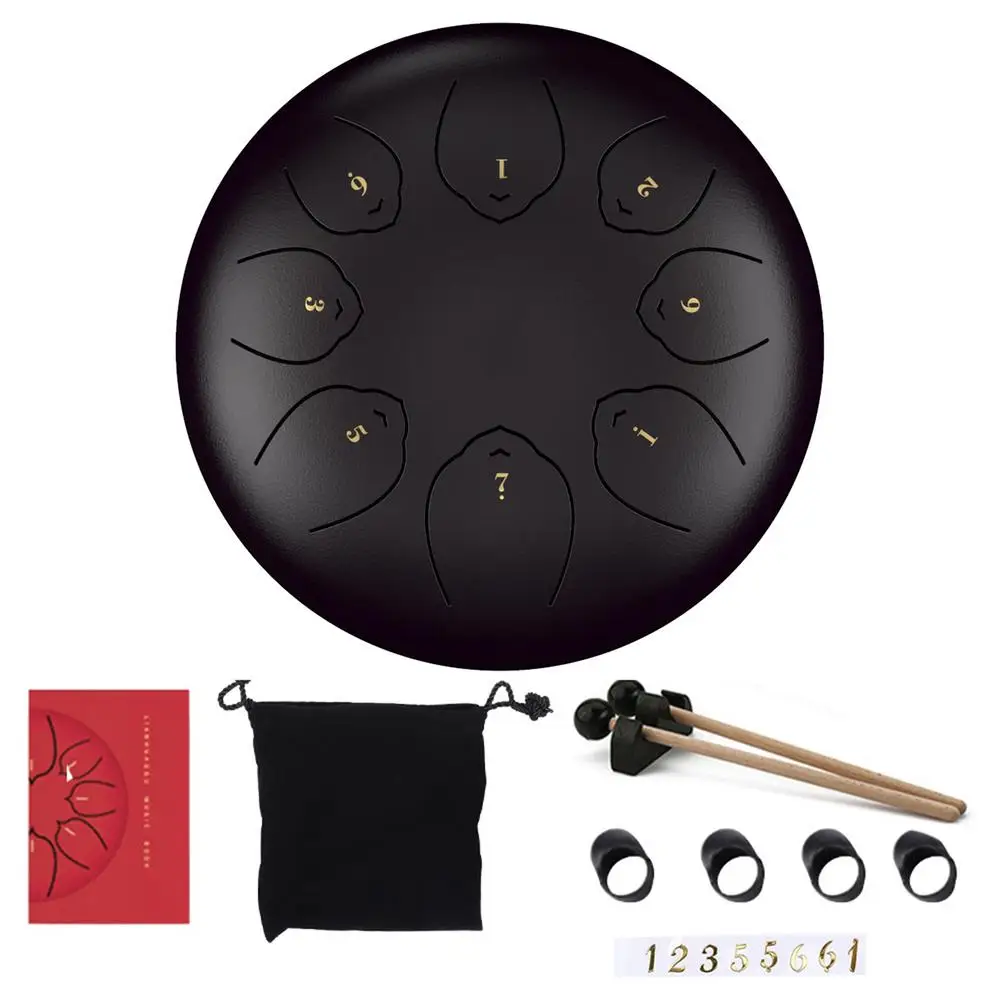 

6 Inch Mini Drum 8 Tone Steel Tongue Drum Tune G Percussion Hand Pan Drum With Padded Drum Bag & Mallets Musical Instruments