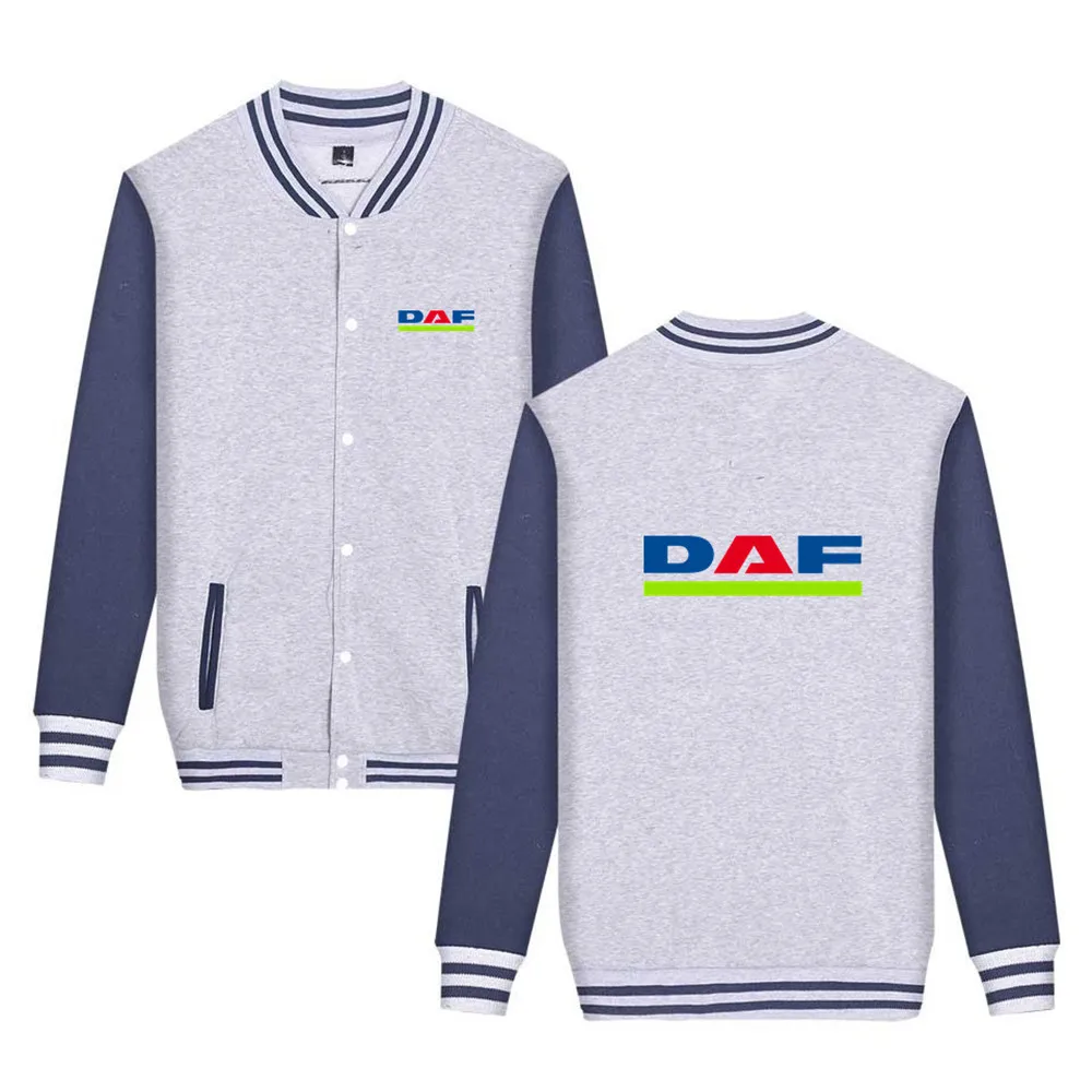 

DAF 2021 stitching brand single-breasted patchwork short ribbed sleeve bomber jacket men's cotton casual baseball jacket men