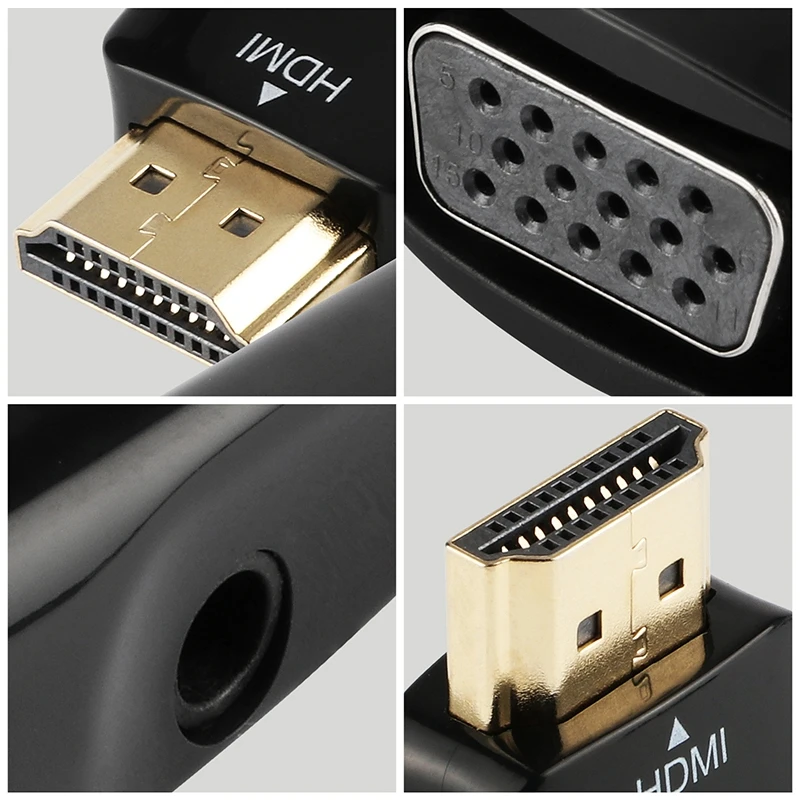 HDMI To VGA Adapter Male Famale Digital Analog Audio Converter Cable 1080P for PC TV Xbox PS3 Projector |
