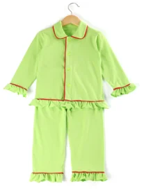 girls lime Рождественская Классическая Детская одежда мягкие хлопковые однотонные милые красные пижамы зимние с рюшами для маленьких девочек изысканные пижамы с длинными рукавами - Цвет: girls lime