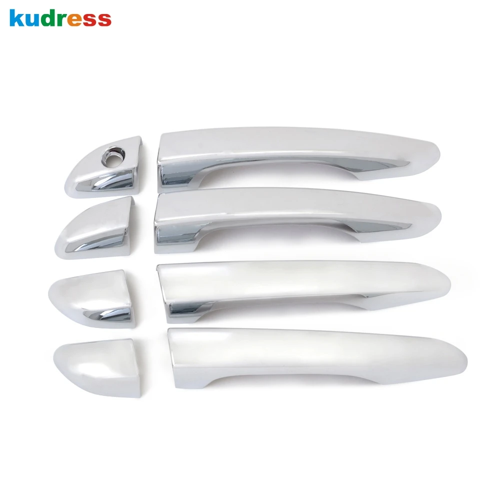 Chrome 1 Hole LHD Для hyundai Tucson TL- углеродное волокно боковая Автомобильная дверная ручка Крышка отделка Молдинг Накладка наклейка аксессуары - Цвет: Chrome 1 Hole LHD