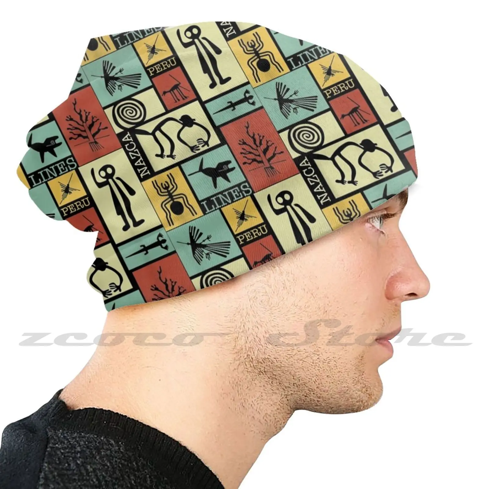 Nazca Lines-перуанская геоглифная обезьяна астронавт паук Ретро Вязаная Шляпа Кепка с