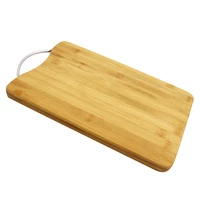 jaswehome natural bamboo cutting board metal handle bamboo wood serving board meat cheese borads chopping kicthen board