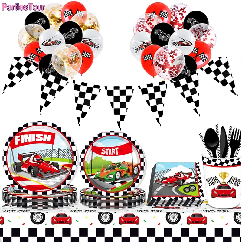 Гоночный автомобиль декор для дня рождения одноразовая посуда чашка тарелка