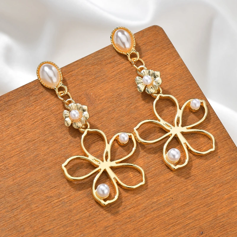 New Natural Freshwater Pearls Drop Earrings For Women Geometric Flowers Shaped S925 Silver Hooks Dangle Female Jewelry | Украшения и