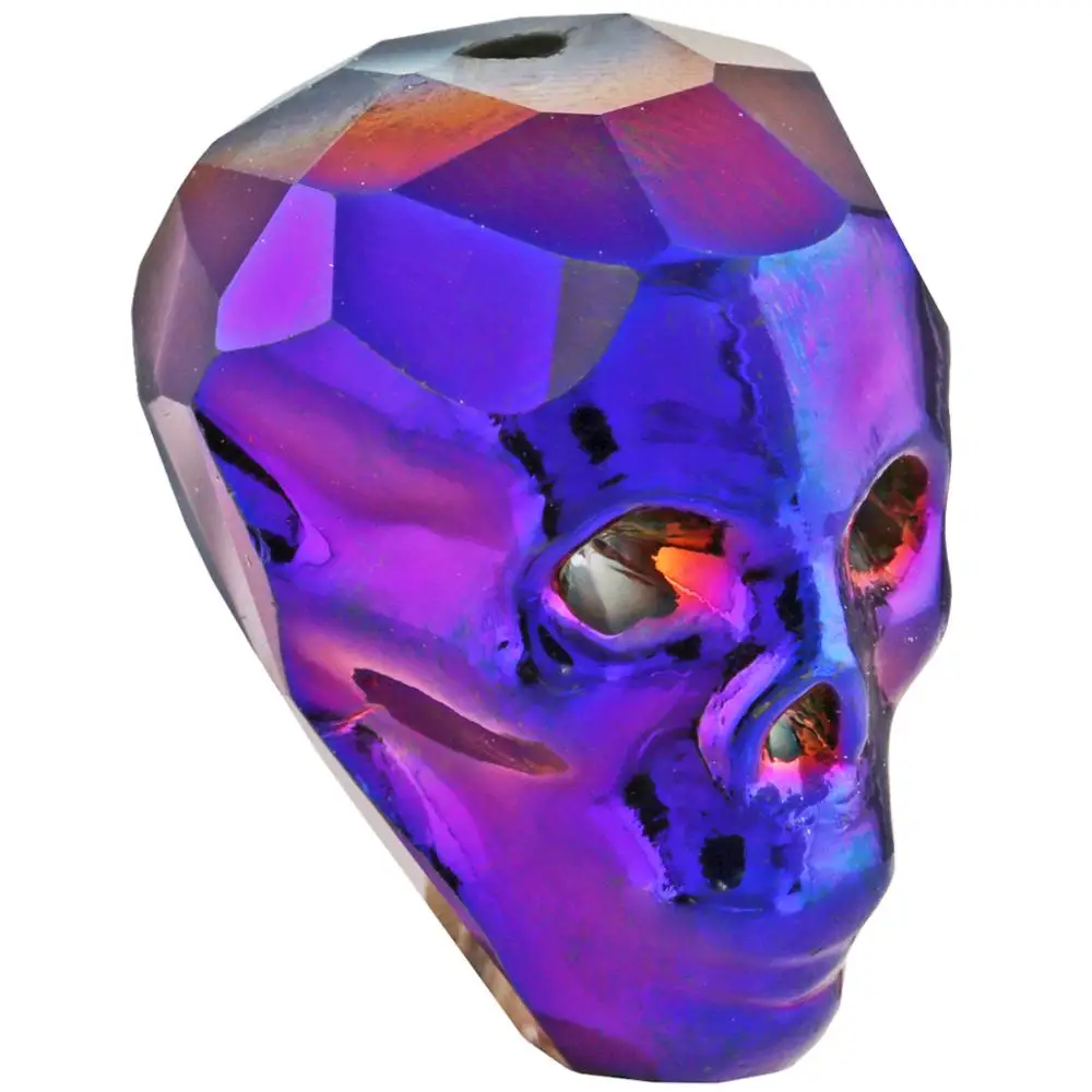 

TUMBEELLUWA 5Pcs Colorful Titanium Faceted Crystal Skull Skeleton Spacer Beads for DIY Jewelry Making Bracelet Necklace