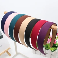 2021 plastic canvas headbands for women girls wide solid no slip hairbands hair hoop headwear woman satin covered resin hairband