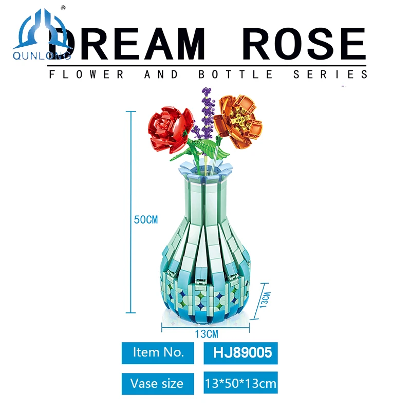 

Christmas Ornaments Toys Cone Blue Bottle Flower Arrangement Building Blocks Figures for Children Friends Bricks Girls Gift Mini