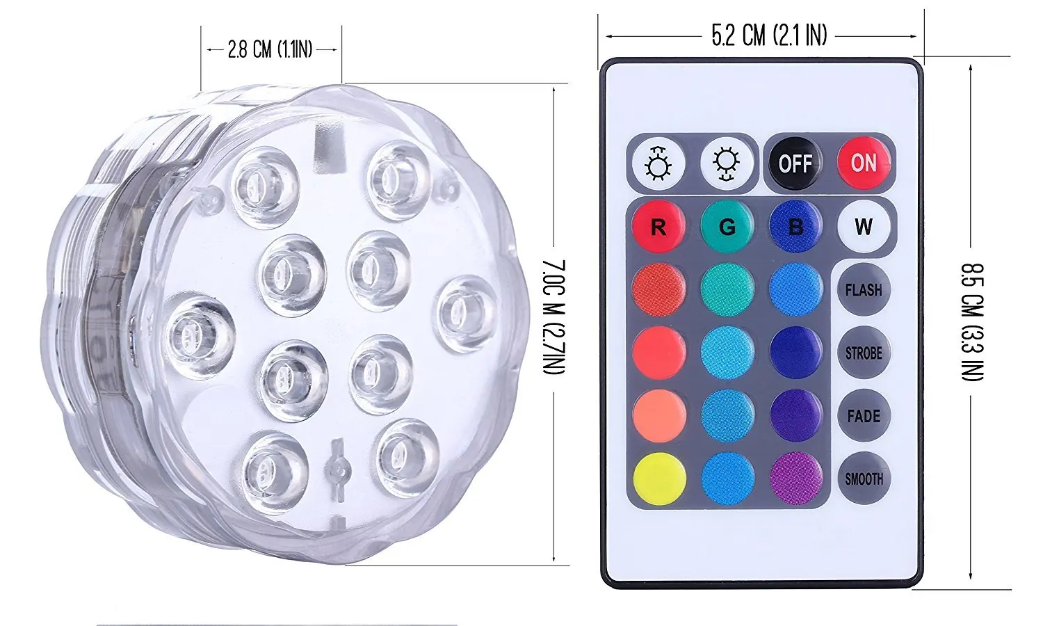 10 светодиодный Дистанционное управление RGB погружной светильник Батарея