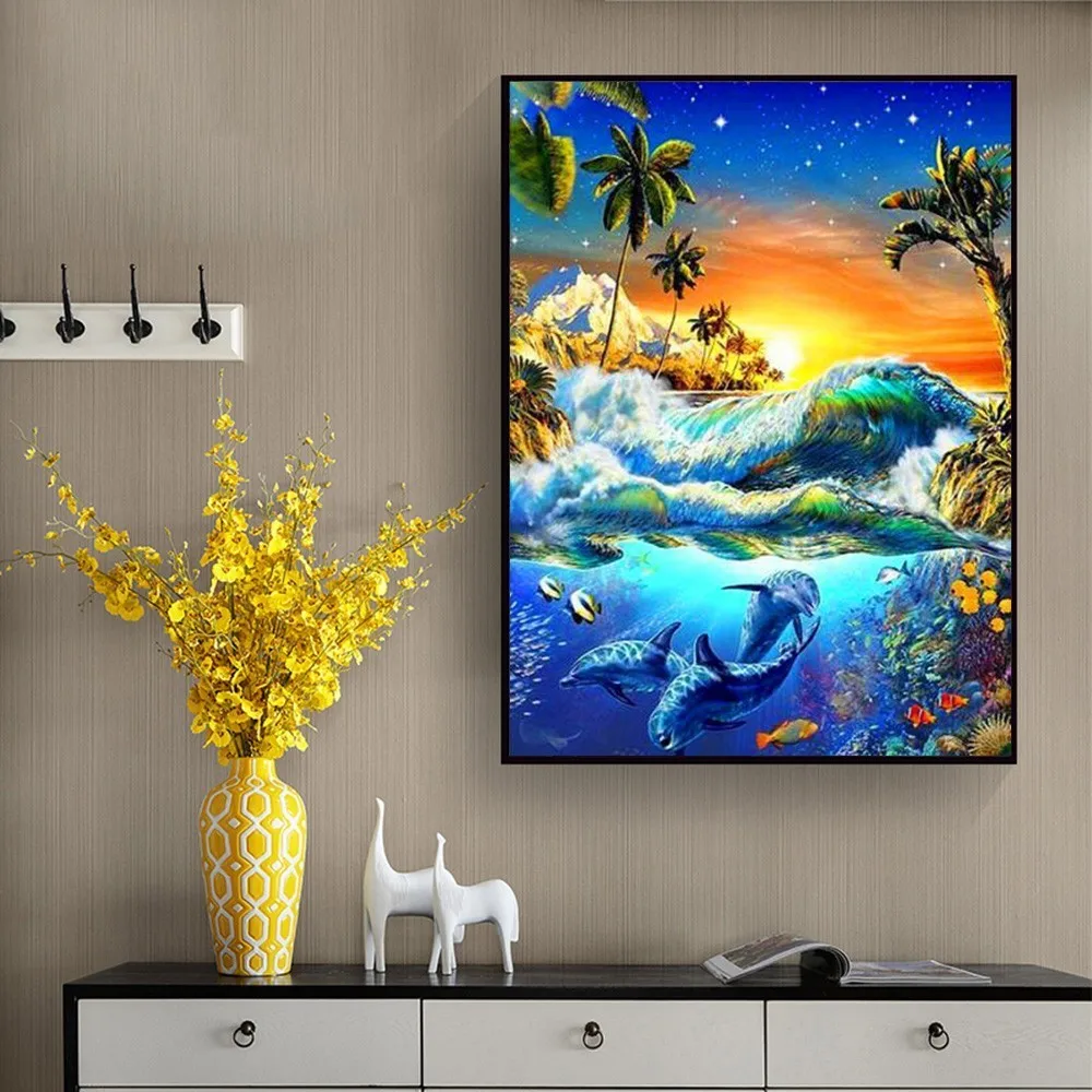 Evershine 5D DIY Алмазная Вышивка Полный дисплей Дельфин крестом алмазная живопись