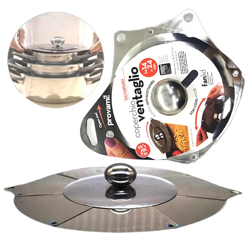 

Выдвижная Крышка для кастрюли из нержавеющей стали, креативная регулируемая крышка, антираспылитель для кухонных принадлежностей DNJ998