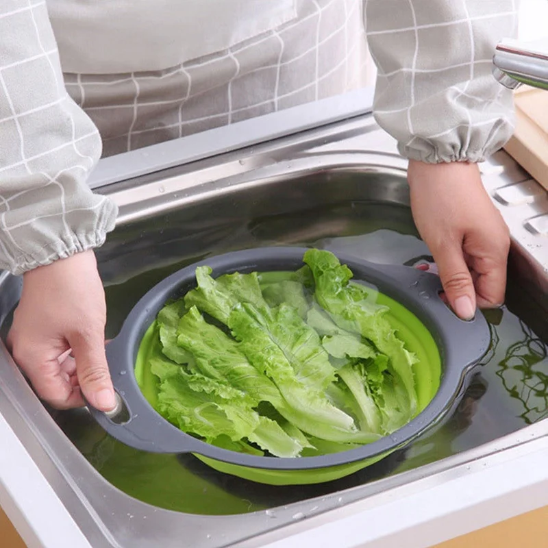 Практичный складной силиконовый дуршлаг для фруктов овощей корзина белья