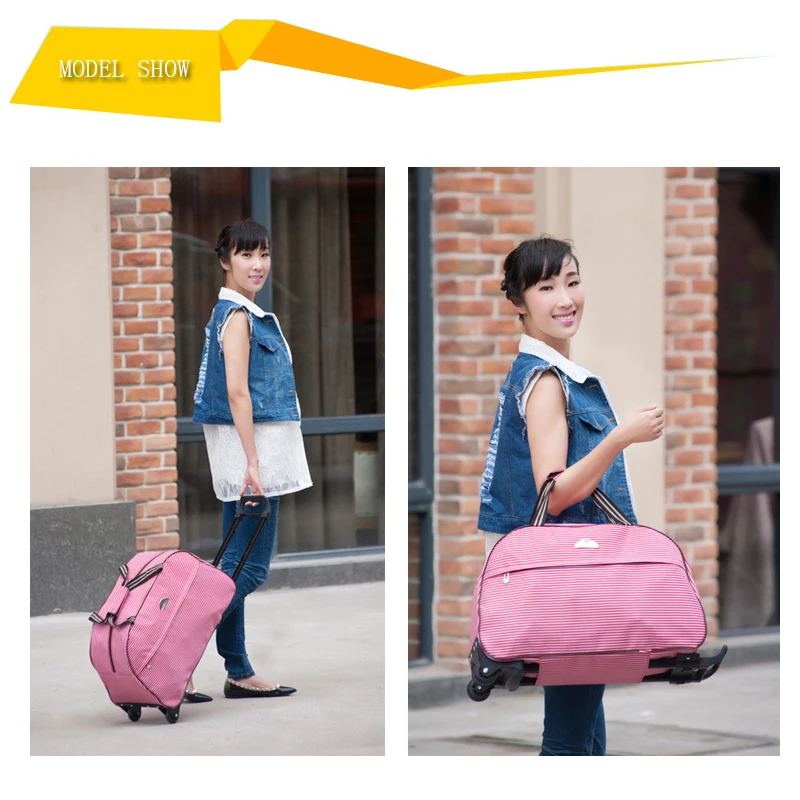 2022 New Women Men travel bag on wheels Rolling luggage bag Trolley Duffle Carry-On bag with Pull rod