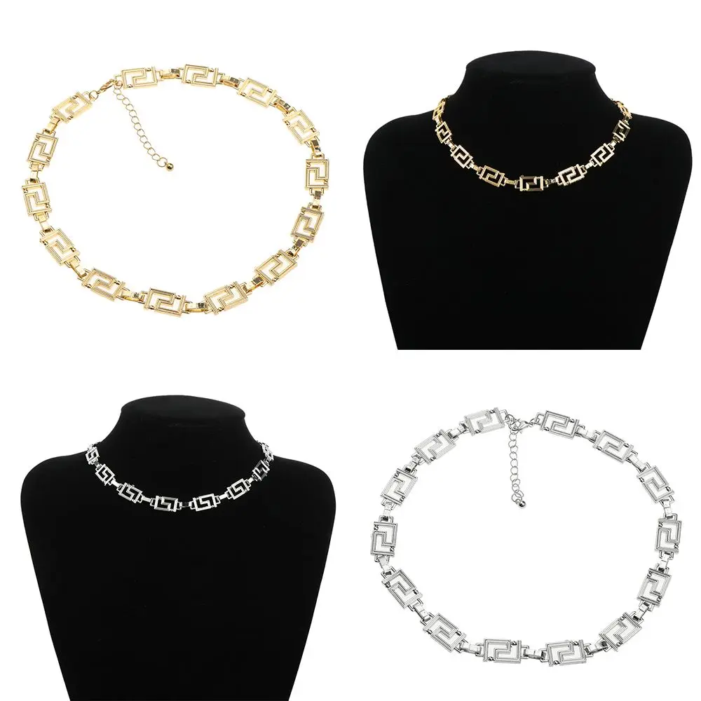 

Women Gothic Gold Silver Short Choker Neck Chain Hollow Necklace Single Layer