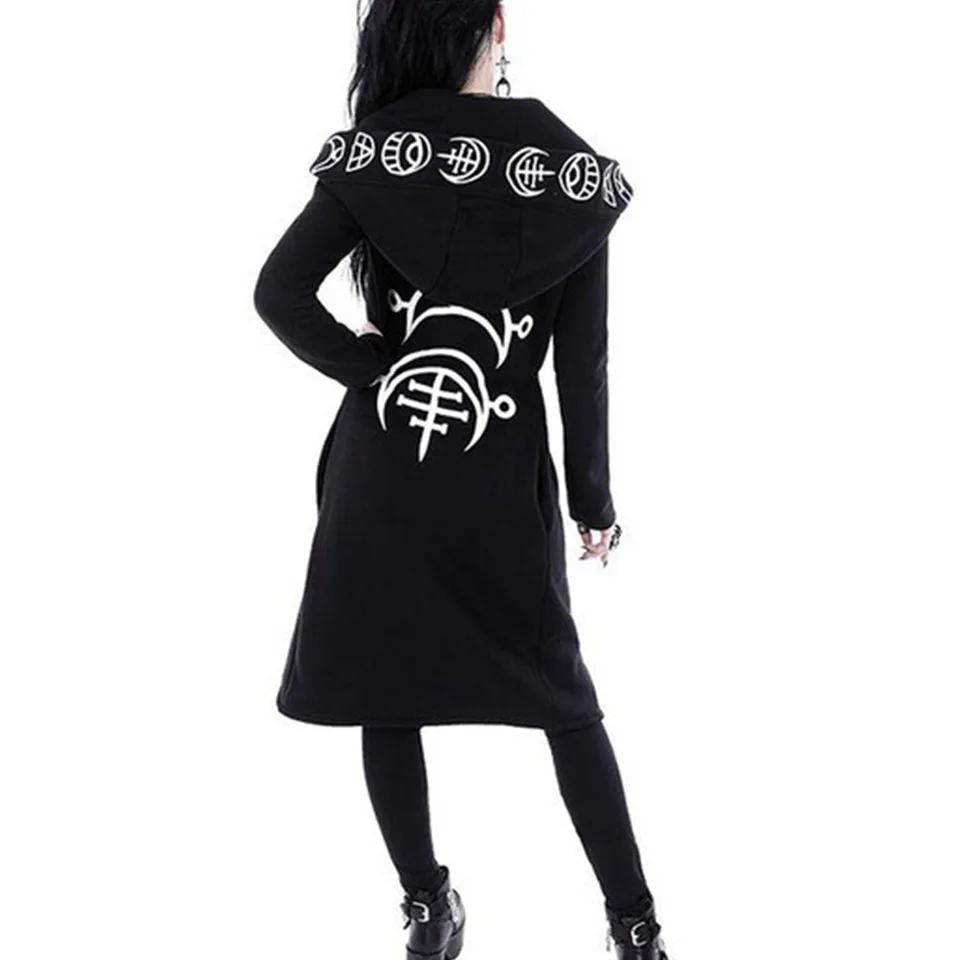 

Witchcraft Women Long Mantle Hoodie Punk Sweatshirt Poleron Mujer 2021 Harajuku Dark Goth Clothes Irregular 5xl Plus Size Hoodie