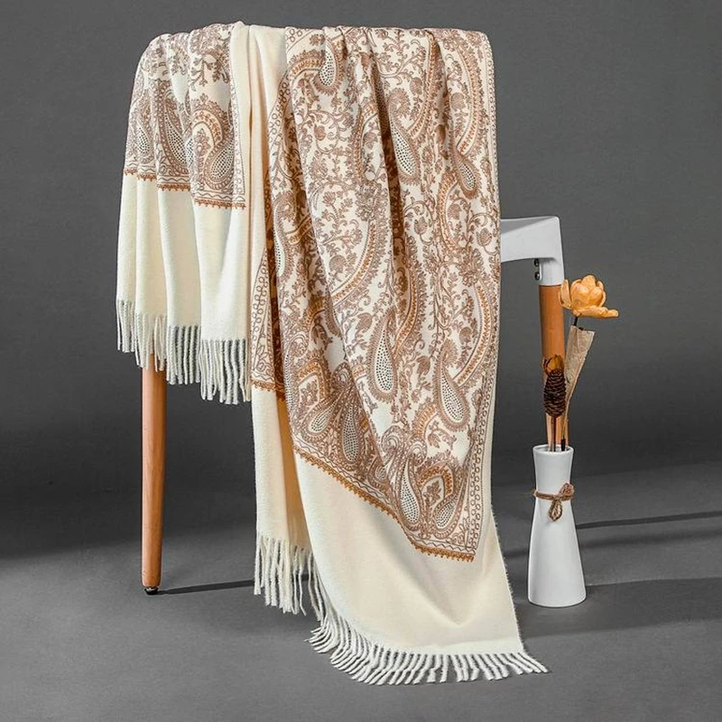 Модные дикие Стразы вышитый шарф кешью шаль Осень и зима толстый искусственный