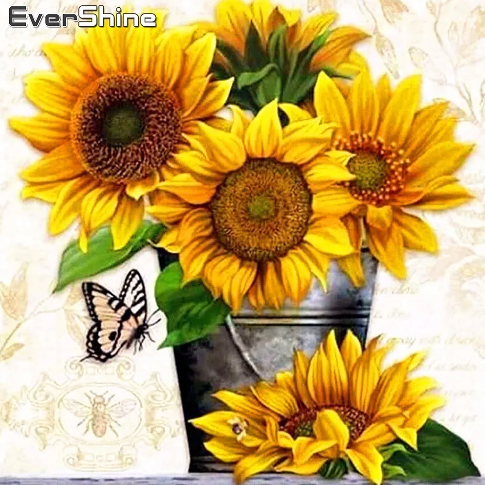 EverShine 5D Алмазная вышивка продажи цветы алмазное Рисование Подсолнечник Стразы