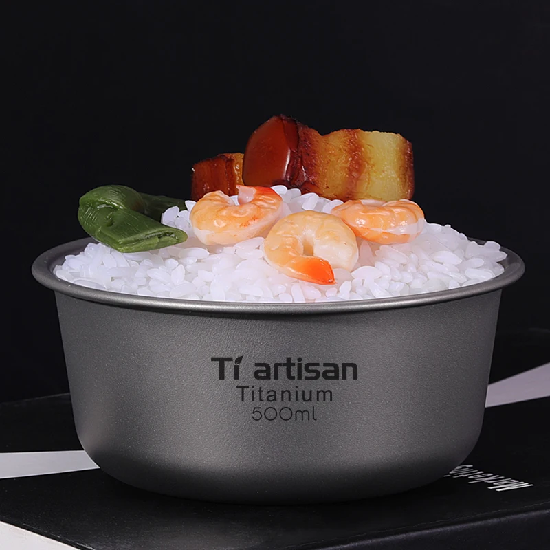 

Kitchen Accessory Single Wall 500ml Titanium Bowl/ Pot Dinner Food Container Portable for Outdoor Camping Picnic Tableware